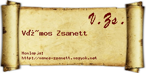 Vámos Zsanett névjegykártya